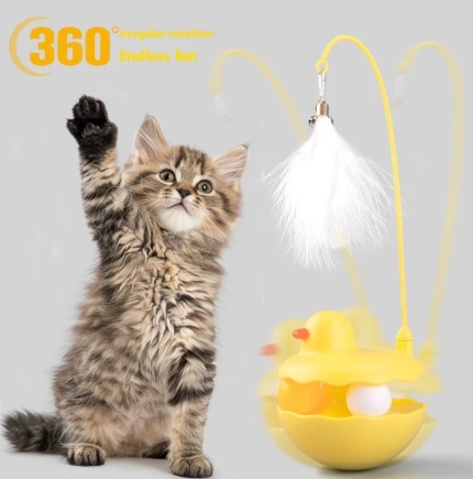 Cat Toys – Interactive Toy For Cat , Kitten Toys, Lightweight Resin Duck Shape Fun Stick For Kitten Play Indoor Outdoor ,Removable And Washable Duck Cat Toy