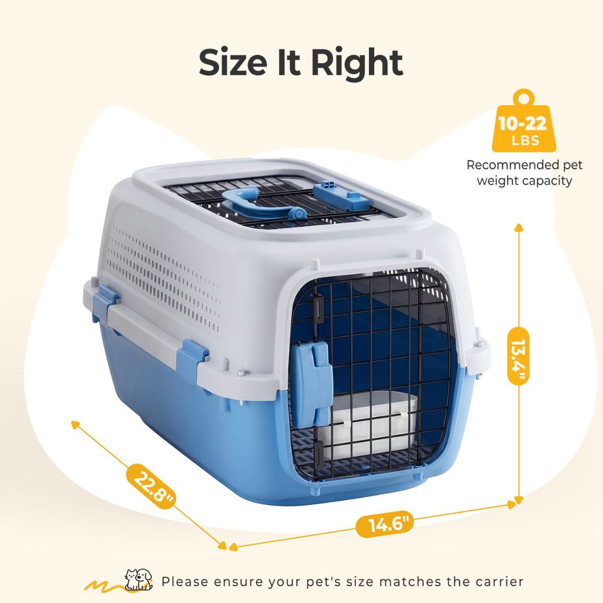 Hard-Sided Dog And Cat Carrier, TSA Airline Approved, For Small To Medium Pets, Travel Crate With Handle, Ventilated Design - Image 6
