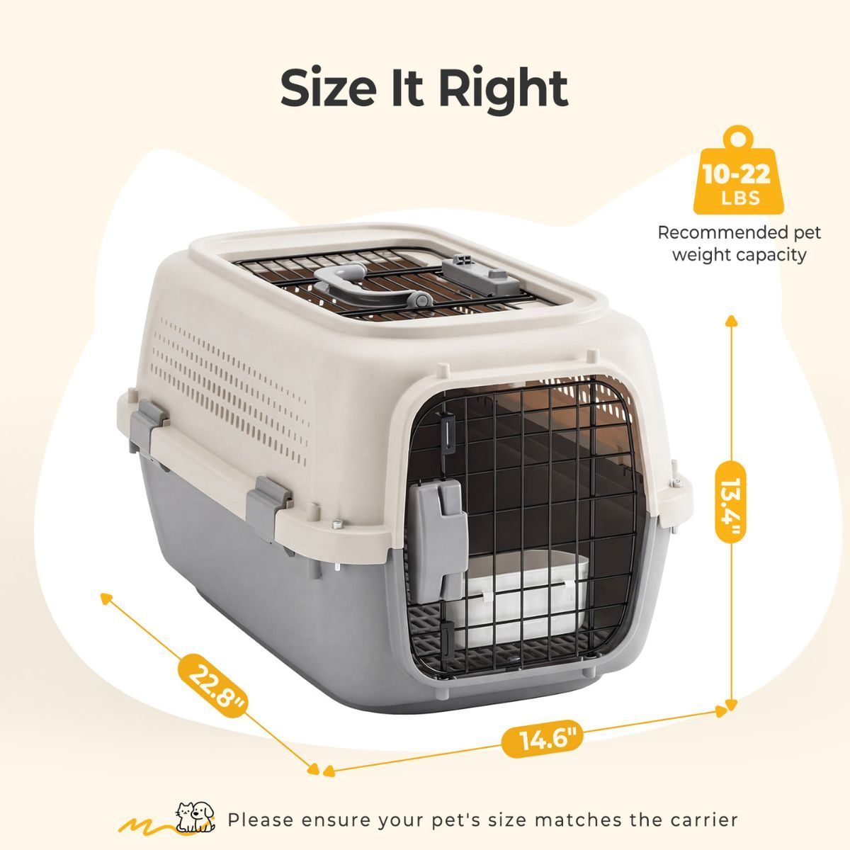 Hard-Sided Dog And Cat Carrier, TSA Airline Approved, For Small To Medium Pets, Travel Crate With Handle, Ventilated Design - Image 5