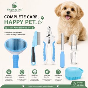7pcs Pet Grooming Kit, Self-Cleaning Brush Shedding Kit