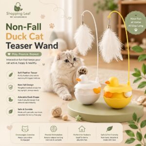 Cat Toys - Interactive Toy For Cat , Kitten Toys, Lightweight Resin Duck Shape Fun Stick For Kitten Play Indoor Outdoor ,Removable And Washable Duck Cat Toy